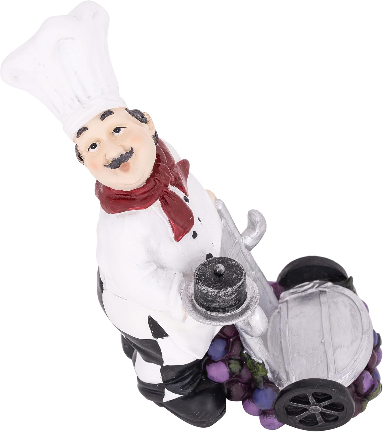 Italian Chef Wine Bottle Holder - Single Bottle Display Stand with Grapes - Decorative Wine Rack for Kitchen & Bar Decor