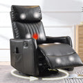 cinkehome Heated Massage Swivel Rocker Recliner Chair for Nursery - Small Space Reclining Chair with Lumbar Support, 360° Swivel & Gentle Rocking, Ergonomic High Back Faux Leather Black