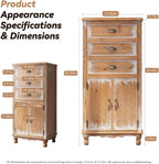 Rustic Tall Storage Cabinet - Distressed Solid Wood Frame Accent Cabinet with Textured Drawer Fronts, 3 Drawers & 2 Doors, Farmhouse Freestanding Floor Cabinet for Entryway, Living Room, Hallway
