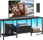 SONGMICS BELLAH Collection - TV Stand for TVs Up to 70 Inches, Media Console Table and Entertainment Center Unit for Living Room, with Shelves and Drawer, Steel, Modern, Ink Black ULGS131B101S