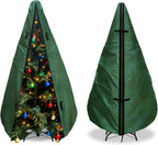 Upright Christmas Tree Storage Bag 7.5Ft,Christmas Tree Covers for Upright Storage for 7 Ft /7.5 Ft Artificial Christmas Trees with Ornaments,Equipped with Patented Support Rod Technology-Green