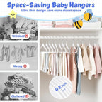 HOUSE DAY 11.4 Inch Baby Hangers 50 Pack - Plastic Kids Hangers Space Saving Thin Profile, Children Closet Organizers with Rotatable Hook of 360°, Heavy Duty for Toddler Clothes Nursery - White