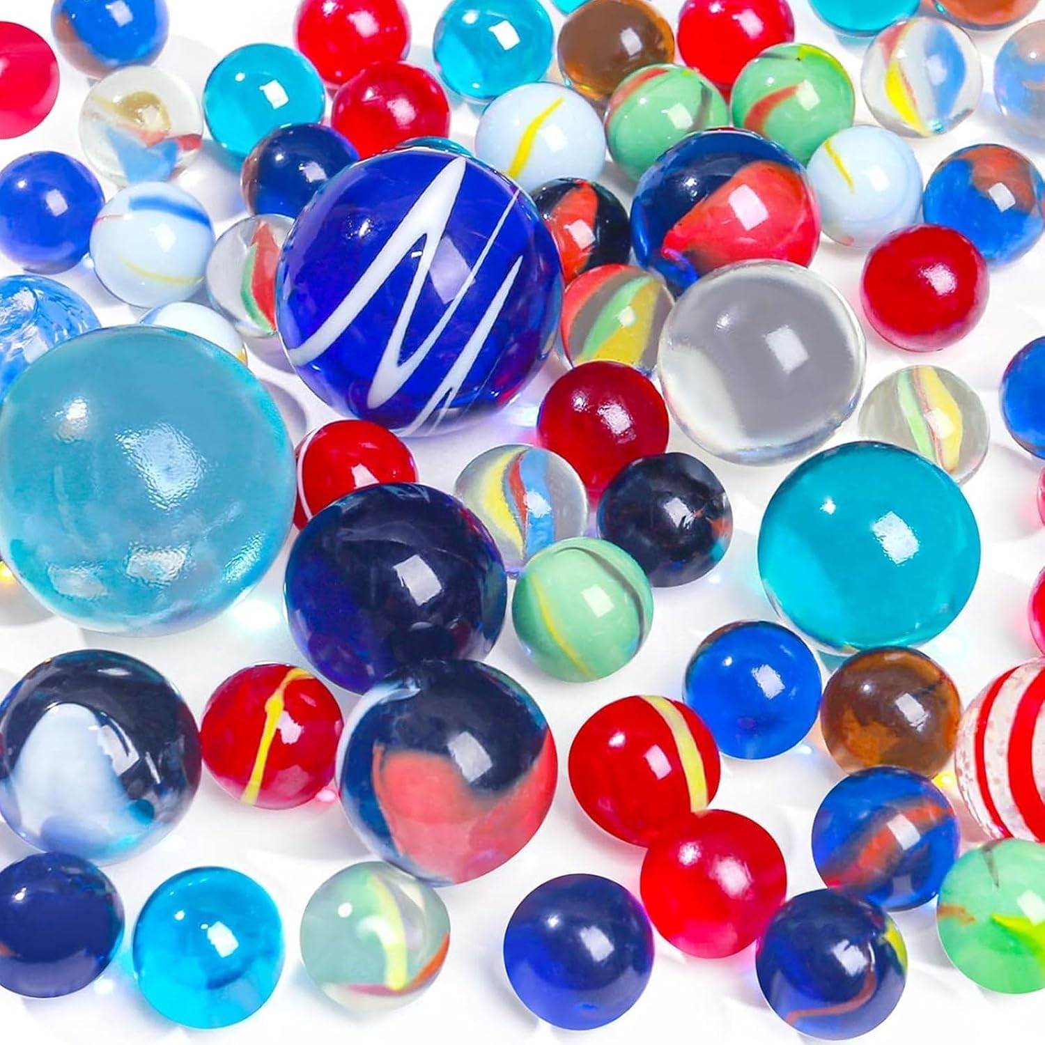 Shindel 85PCS Glass Marbles Bulk, Assorted Marbles Canicas for Vase Fillers