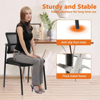 CLATINA Stackable Mesh Office Chair with Wheels Armless Guest Waiting Stacking Chair with Ergonomic Lumbar Support, for Conference, Lobby, School, Reception, Black 8Pack