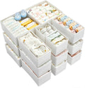 Vtopmart 18 Pack Baby Clothes Organizer, Dresser Drawer Organizer for Baby Clothing, Foldable Fabric Closet Drawer Storage Bins, Dresser Dividers for Bra, Socks, Ties, Scarf, White