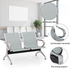 Peach Tree Airport Reception Waiting Room Chair with Arms for Reception Room, Office, Barber Bench in Bank Hospital and Market (2 Seats, Silver)