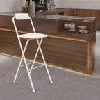 Folding Bar Stool with Back, 1 Pcs 30 Inch Tall Foldable Stool Chair Portable High Folding Bar Chair Counter Height Seat Leather Padded for Kitchen Shop Cafe Dining Room (30 Inch Tall White)