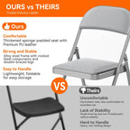 SKONYON Padded Folding Chairs Set of 6, 450LBS, PU Cushion, Gray | 6 pack gray folding chairs with cushioned seat & back, heavy duty steel frame, for party, dining & bulk event seating