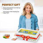 Wooden Tea Box,12 Compartments Tea Organizers and Storage,Decorative Tea Bag Holder Organizer with Clear Top for Countertop Kitchen Cabinet Pantry