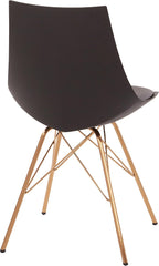 OSP Home Furnishings Oakley Mid-Century Modern Bucket Dining Chair with Faux Leather Padded Seat, Black