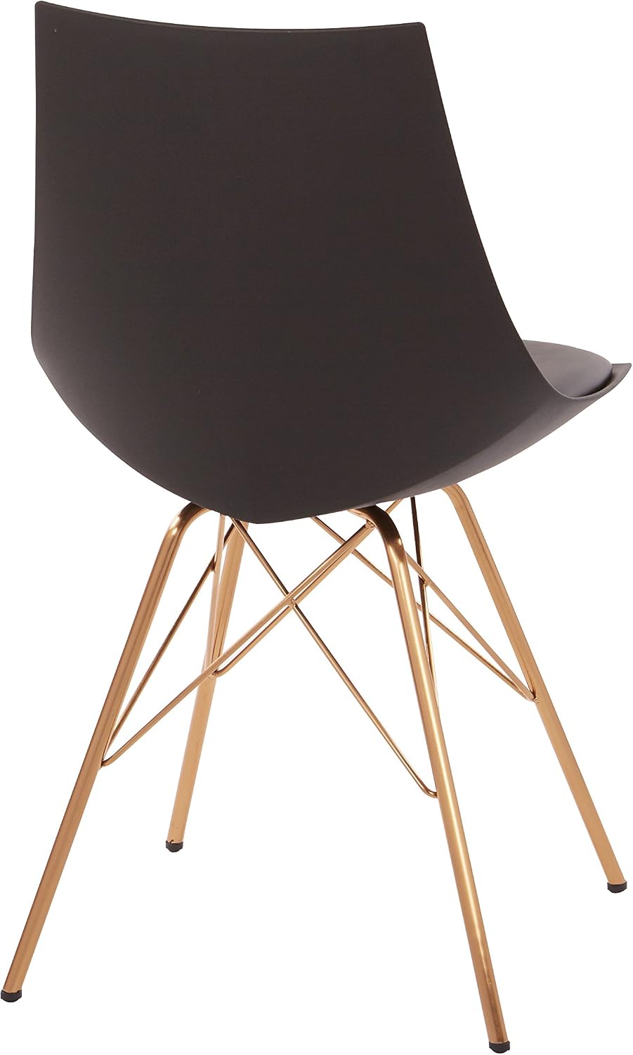 OSP Home Furnishings Oakley Mid-Century Modern Bucket Dining Chair with Faux Leather Padded Seat, Black