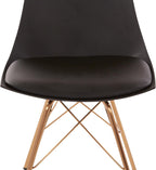 OSP Home Furnishings Oakley Mid-Century Modern Bucket Dining Chair with Faux Leather Padded Seat, Black