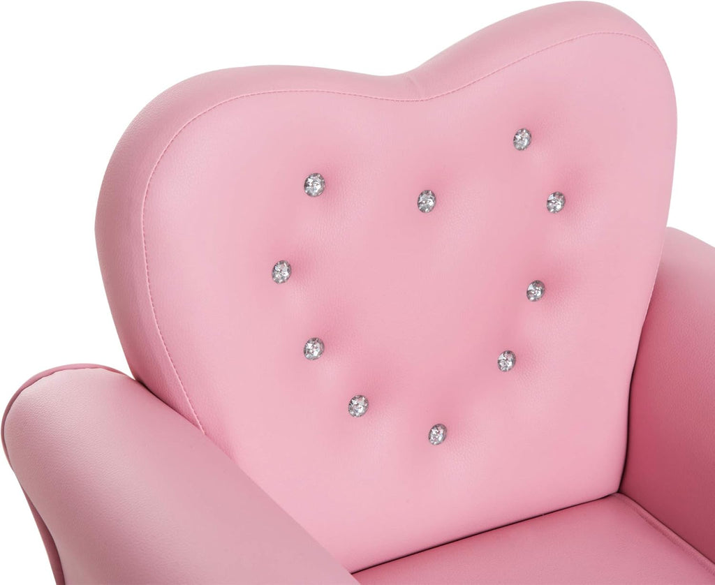 Qaba Kids Sofa Toddler Tufted Upholstered Sofa Chair Princess Couch Furniture with Diamond Decoration for Preschool Child, Pink