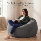 ACH Bean Bag Chair for Adults and Teens - 3ft Memory Foam Floor Chair, Perfect for Dorms, Gaming & Relaxing, Machine Washable Velvet Cover (Grey-Medium)