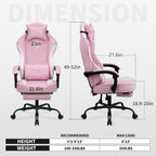 Gaming Chair, Video Gaming Chairs for Adults, Fabric Comfortable Computer Chair with Footrest, Pocket Spring Cushion, High Back Ergonomic Gamer Chair with 360° Swivel Seat for Office (Pink)