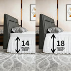 ANARACHON Full Bed Skirt, Wrap-Around Elastic Ruffled Eyelet Bed Skirt Full Size Dust Ruffle with Gathered Styling and Embroidered Details, 18" Drop Length (White)