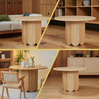 Round Wood End Table with Thickened Top and Petal-Shaped Base, Space-Saving Side Table for Living Room, Bedroom, or Sofa