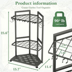Faesun Garden Tool Organizer for Garage, Heavy Duty Garden Tool Storage Organizer with Secure Slots & Hooks, Freestanding Long Handle Tool Rack for Shovels, Rakes, Brooms, Garage, Shed & Yard
