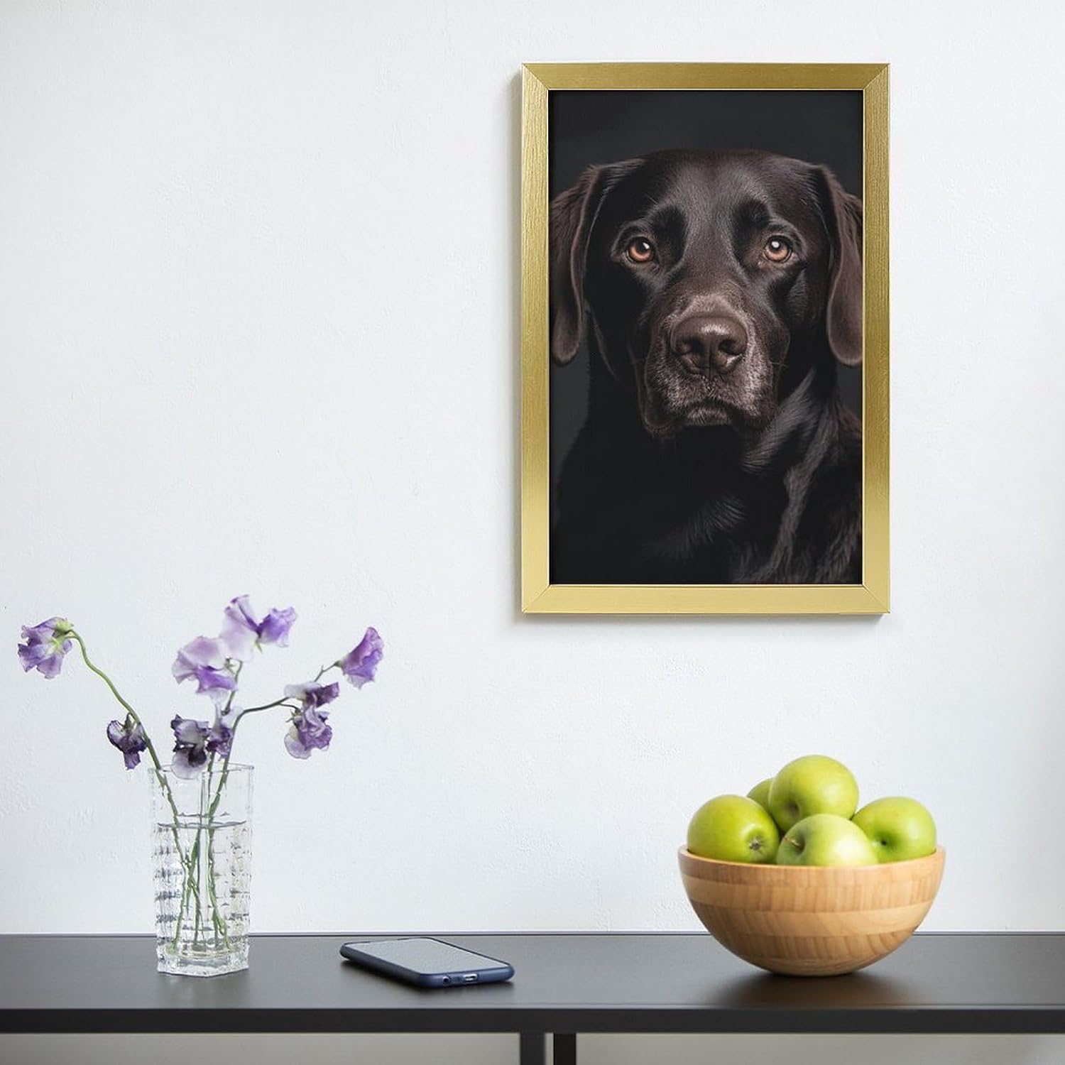 TecLikcL Personalized Modern Prints for Home Decorations, Canvas Black Lab Dog Art Pictures for Hanging Wall, Decor Frame Painting Golden for Living Room, Bedroom, Bathroom 08x12inch(20x30cm)