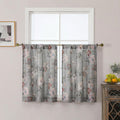 OWENIE Floral Kitchen Cafe Curtains - 36 Inch Length 2 Panels Set, Printed Light Filtering Textured Farmhouse Short Small Half Curtain Tier Drapes for Bathroom Basement, 2 Pcs Each 30W x 36L,Grey