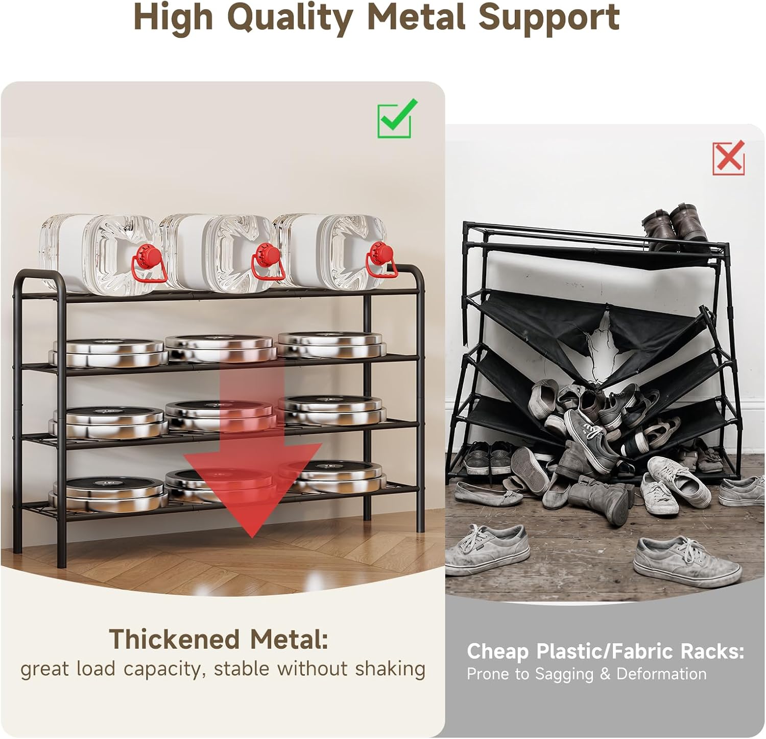 Shoe Rack,Long Shoe Organizer for Closet,Wide Shoe Storage for Entryway,4 Tier Sturdy Metal Free Standing Shoe Shelf