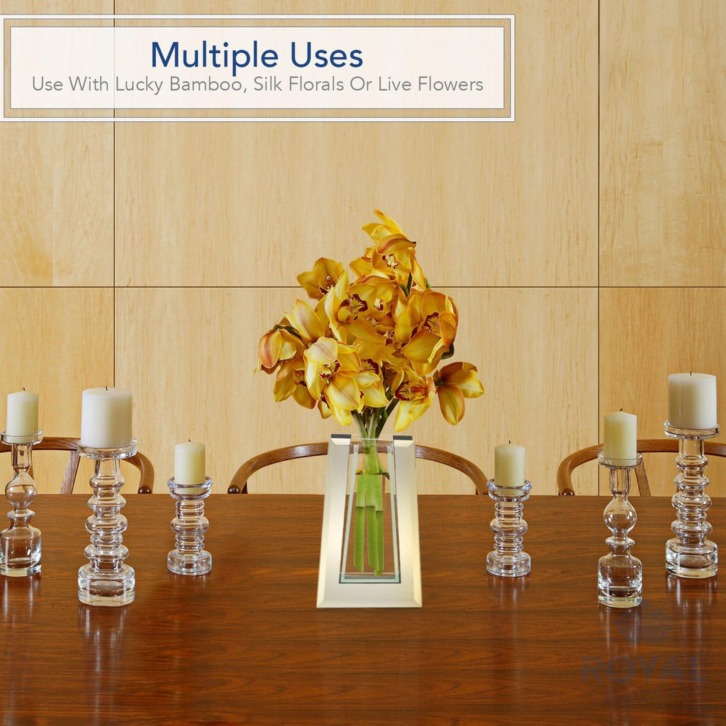 Royal Imports Flower Mirror Glass Vase - 10" Tall Tapered - Decorative Modern Floral Centerpiece Accent for Home Decor Living Room Bathroom, Kitchen, Fireplace, Shelf, Table, Entryway, Wedding