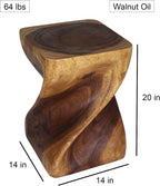 Haussmann Valeris Solid Square Twisted End Table 14 in SQ x 20 in H Walnut