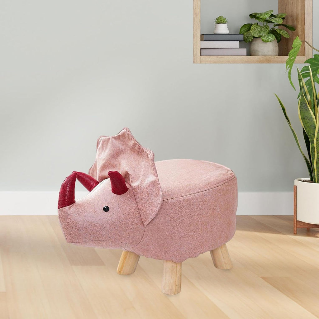 Animal Footstool, Footrest Ottoman, Cartoon, Portable, Adorable Room Decor, Wood Sofa Tea Stool for Guest Room, Bedroom, Playroom, Indoor Outdoor, Pink Dragons