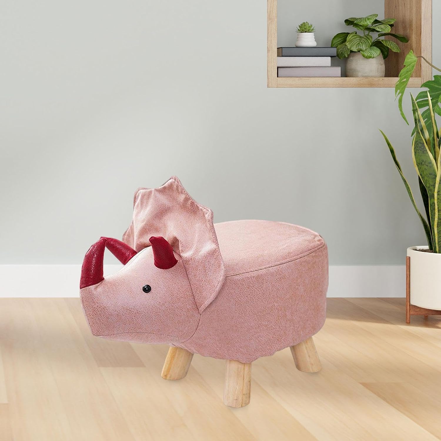 Animal Footstool, Footrest Ottoman, Cartoon, Portable, Adorable Room Decor, Wood Sofa Tea Stool for Guest Room, Bedroom, Playroom, Indoor Outdoor, Pink Dragons