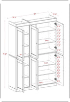 Palace Imports Solid Wood Kitchen Pantry Cabinet 71.5" Tall, 48.5" Wide – Wooden Storage Cabinet w/ 6 Shaker Doors & 8 Adjustable Shelves – Mocha, Renewable Eco-Friendly 100% Wood, Made in Brazil