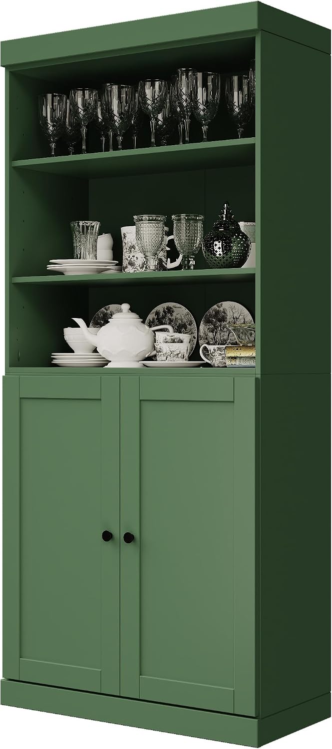Palace Imports 100% Solid Wood 32"" Pantry Cabinet with Shaker Doors, 2-Drawers and Adjustable Shelves