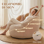 Achicsofar Bean Bag Chair for Adults Teens, Giant Faux Fur Beanbag Chairs | Cat's Paw Shape, Memory Foam Filled, Beige, Accent Floor Sofa, for Reading, Gaming, Relaxing, in Living Room, Bedroom, Dorm