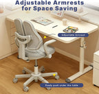 Kids Desk Chair, Ergonomic Study Chair for Kids with Lumbar Support， Adjustable Height, Flip-Up Armrests, Adjustable Backrest for Home Bedroom