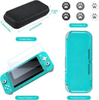 innoAura Switch Lite Case 12-in-1 Accessories Bundle for NS Switch Lite (2019), with Protective Carrying Case, Hand Strap, Screen Protector & Cute Thumb Grips, Black