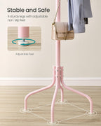 SONGMICS Coat Rack Freestanding, Metal Coat Rack Stand with 12 Hooks and 4 Legs, Holds Clothes, Hats, and Bags, for Entryway, Living Room, Bedroom, Brown URCR031Z01