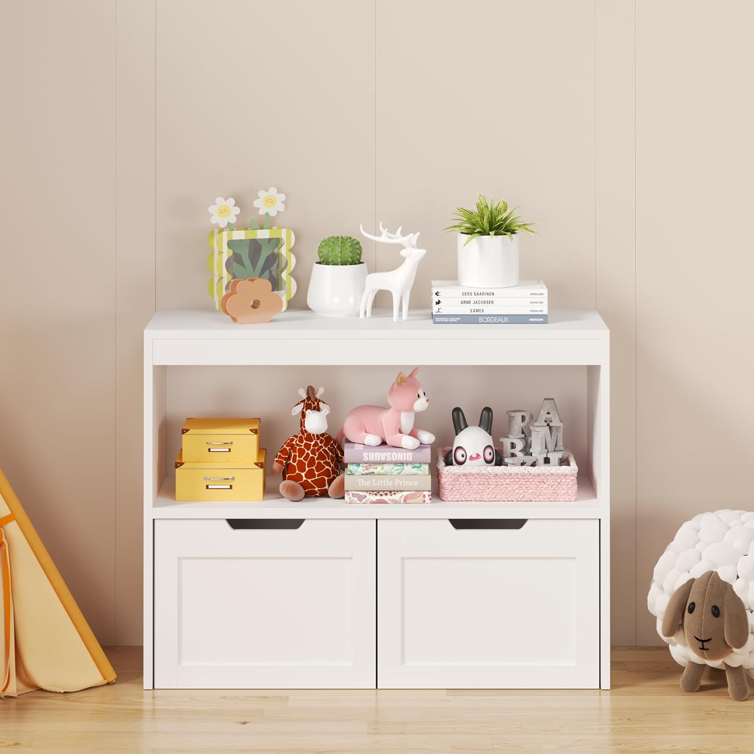 Book Organizer, Toy Storage Cabinet Organizer, White