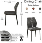 Dining Room Chairs Set of 4, PU Leather Seats with Black Metal Legs, Waterproof Chairs Set of 4 for Kitchen & Dining Room, 15-Min Assembly - Dark Grey