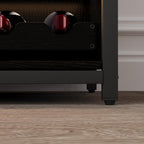 Wine Bar Cabinet with Wine Rack & Glass Holder, Wine Rack Table with Baffle Design, Adjustable Feet & Shelves | Armario de Vino con Repisa para Vinos, Soporte para Copas & Estantes Ajustables -Blk