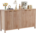 Fluted Sideboard Buffet Cabinet, 55" Large Storage Buffet Cabinet with 4 Doors and Adjustable Shelves, Modern Sideboard Console Table for Living Room,Entryway,Dinning Room,Kitchen-Grey