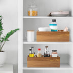 DRASTAR Pantry Organization and Storage Bins, Acacia Wood Seasoning Packet Organizer with Removable Dividers,Storage Caddy for Kitchen, Pantry, Cabinet, Countertop