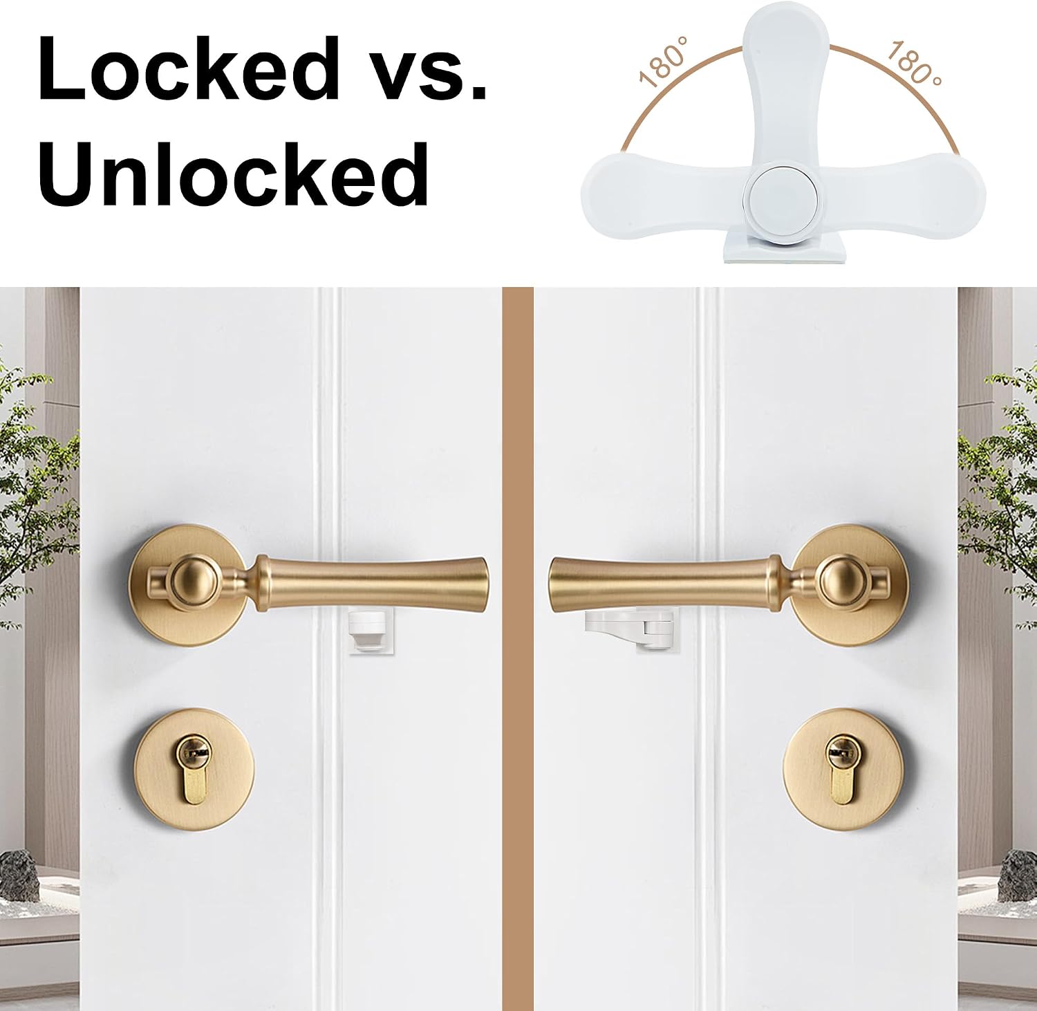 Child Proof Door Lever Lock(6 Pack) - Baby Proofing Door Handle Lock, 3M Adhesive & No DrillingNeed, Minimalist Design, Child Safety Door Handle Locks
