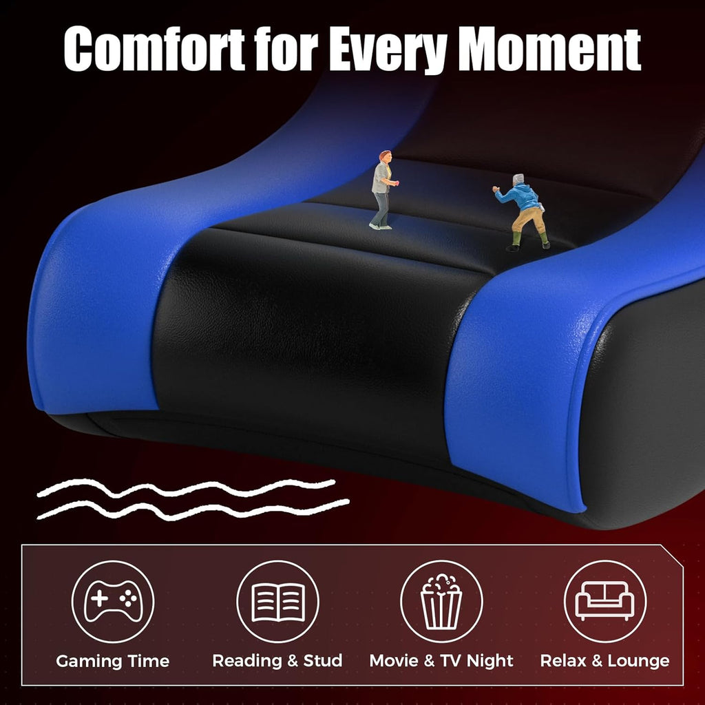 GTPLAYER Floor Rocker Gaming Chair, Adjustable Angle Limiter, Ultra Lightweight Ergonomic Floor Game Seat, Stable Rocking Design for Gaming Relaxing Lounging, Blue & Black