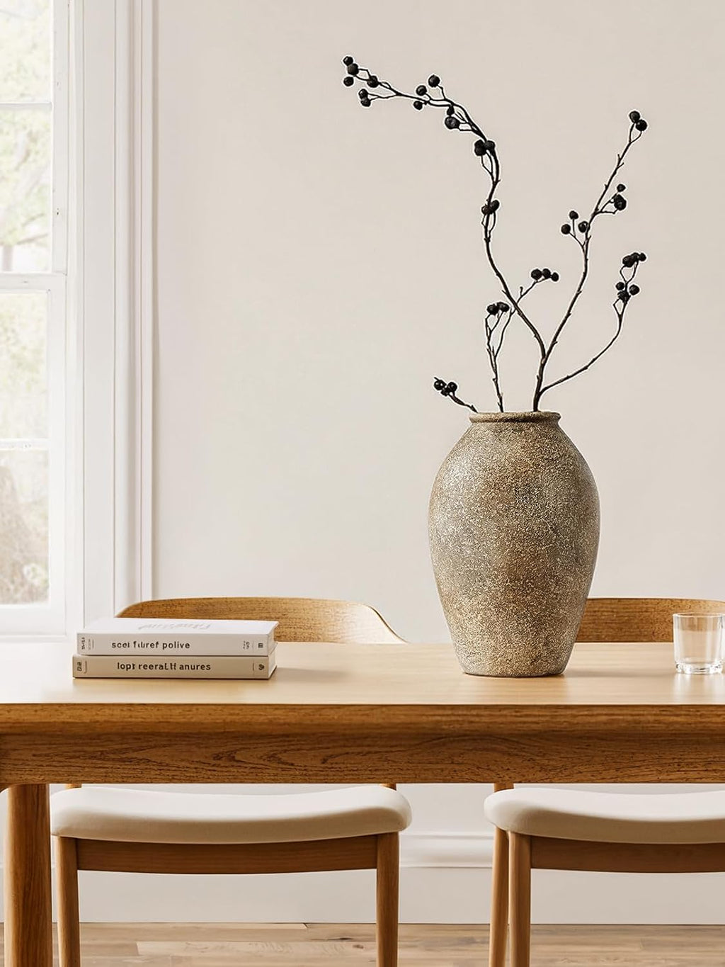 LE TAUCI Ceramic Flower Vase, 13.2 Inch Large Rustic Farmhouse Vase, Tall Floor Vase for Home Decor, Living Room Table & Mantel Centerpiece, Watertight & Sturdy, Sandstone Brown