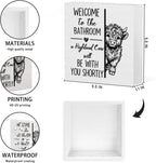 Funny Highland Cow Bathroom Decor Wooden Box Sign, Gifts for Highland Cow Lovers,Farmhouse Animal Wood Block Plaque Signs for Bathroom Toilet Restroom Desk Table Shelf Decor, 5x5 Inch