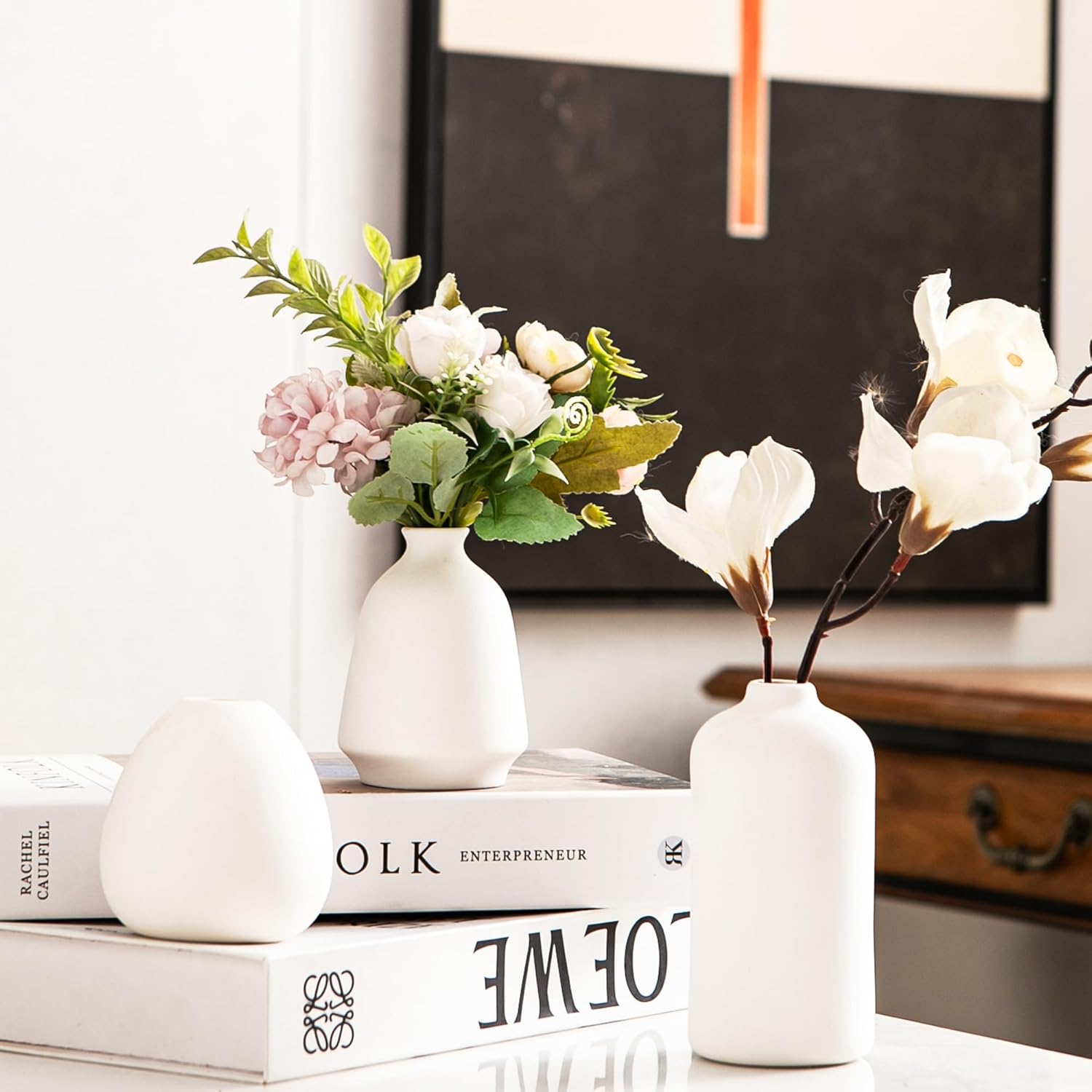Ceramic Bud Vases, White Mini Vase Set of 11, Small Pottery Vases for Flowers Mini Ceramic Vases for Pampas Grass Vase Bulk for Wedding Table Centerpieces Decoration Boho Home Decor DIY Gift
