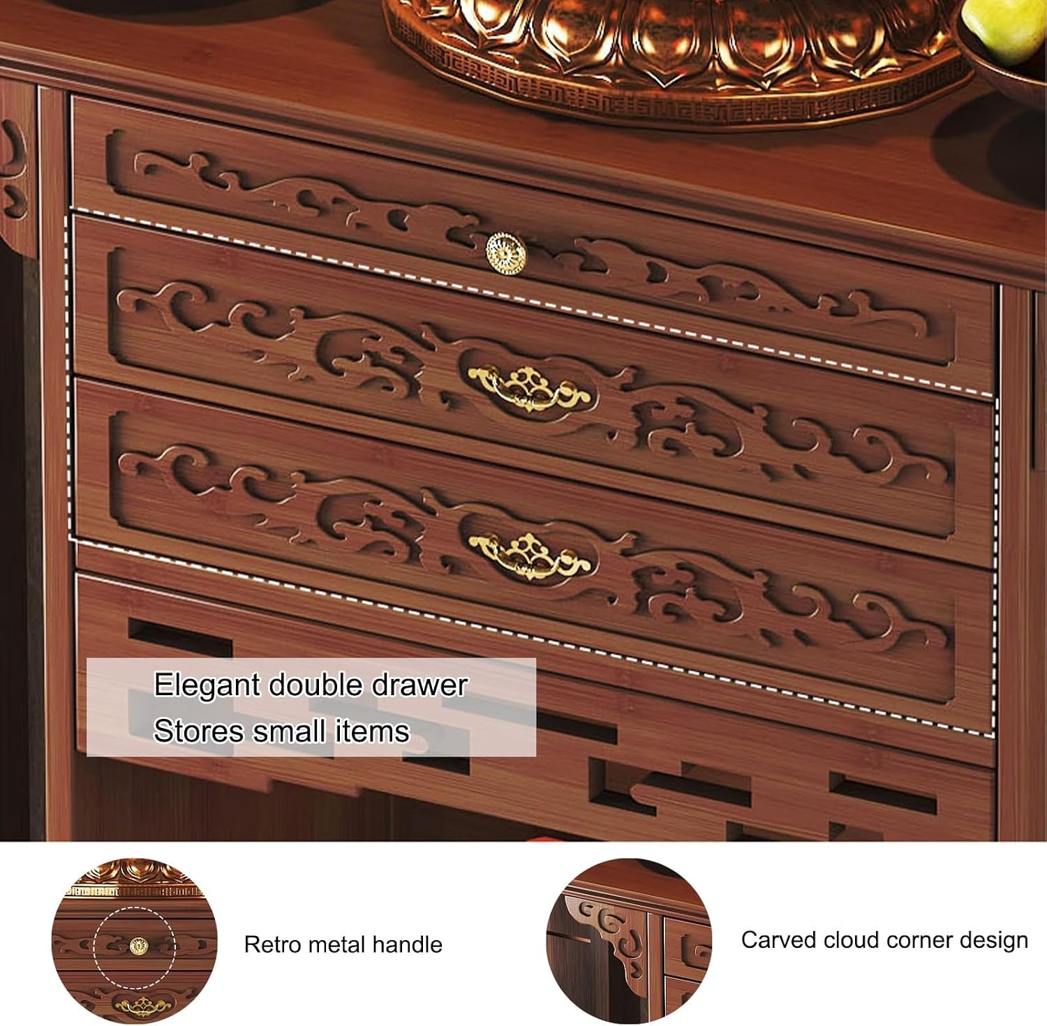 Buddhist Altar Cabinet, Floor Puja Table for Spiritual, Meditation Altar with Drawer, Buddhist Shrine Prayer Stand, for Living Room, Bedroom, Office, Bathroom(65*40*108cm/25.6*15.7*42.5in)
