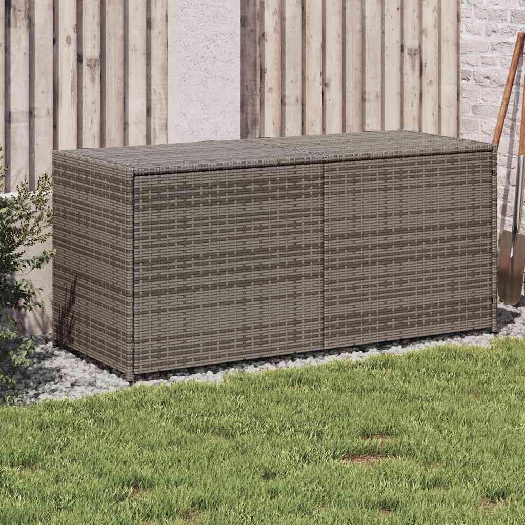 Patio Storage Bench Gray 74.8 Gal Poly Rattan Garden Storage Box with Waterproof Bag and Gas Spring