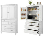 Merax 77" Tall Large Kitchen Pantry Storage Cabinet with 2 Doors & 2 Adjustable Shelves & 5 Drawers & 6 Side Door Shelves, Modern Freestanding Food Pantry for Dining Room, Living Room, White