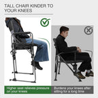 Portable 29" Seat Height Tall Folding Camping Chair High Foldable Directors Chair Bar Height Stool with Side Table and Storage Bag for Makeup Artist, Lawn,Craft Show,Supports 350LBS Black