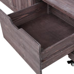 Merax 80.5" Outdoor Kitchen Island for Big Green Egg& Blackstone Griddle,Solid Wood Grill Cart Table with Stainless Steel Top,Drawer for Large Big Green Egg and 21"/28" Blackstone Griddle,Dark Brown
